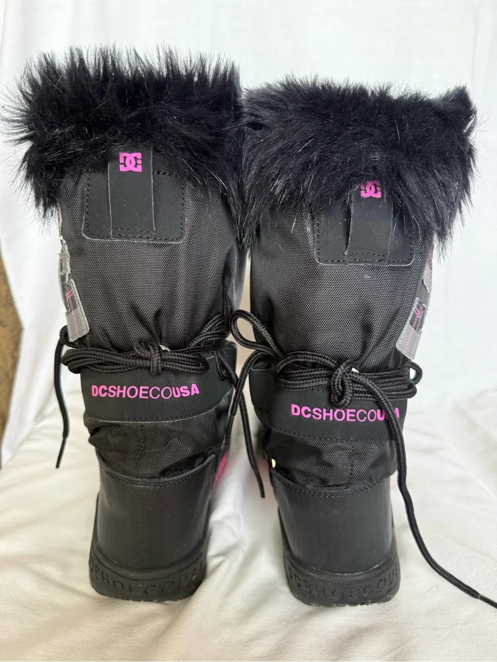 Vintage DC Chalet Snow Boots Kids Youth Size L 4K/5K Black Crazy Pink Y2K
